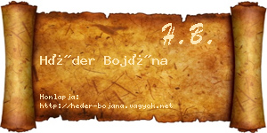 Héder Bojána névjegykártya